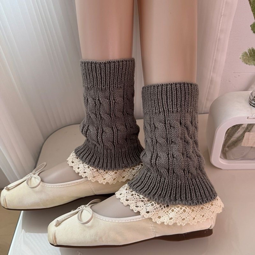 Boot Sock Slouchy - Vintage Lace Ruffle Hem Knit Leg