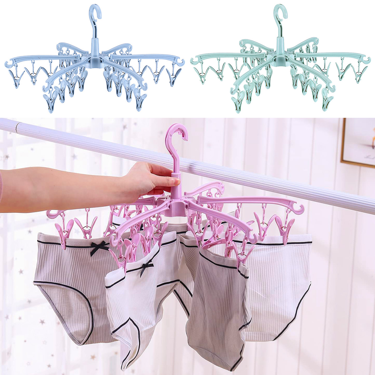 24 Clips Folding Clothes Dryer - Sock Organizer Tray review and price