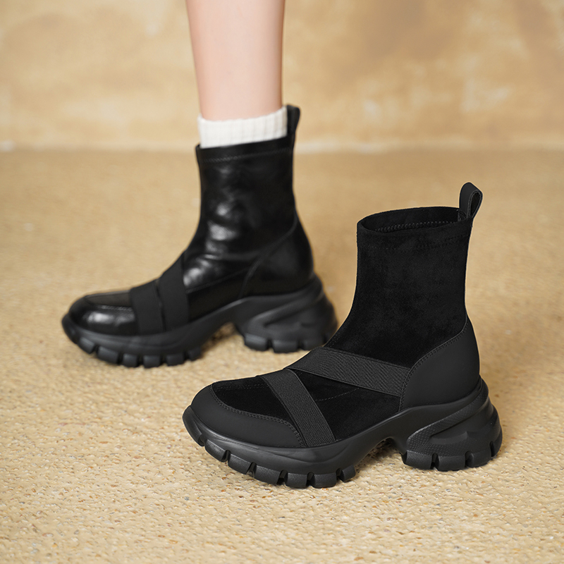 Women Suede Stretch Sock Boots - Toe Sock Split review and price